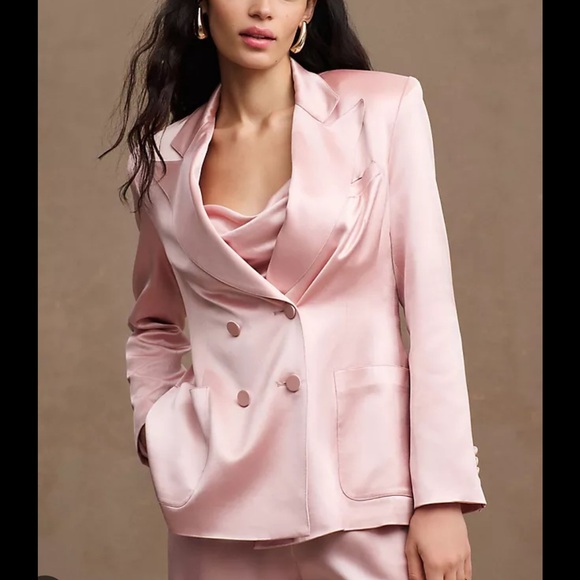 Ronny Kobo x Anthropologie Vivv Satin Blazer